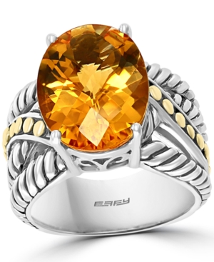 image of Effy Blue Topaz Statement Ring (9 ct. t.w.) in Sterling Silver & 18k Gold-Plate (Also in Citrine and Amethyst)