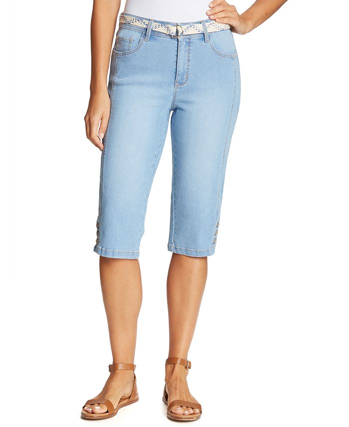 Gloria Vanderbilt Petite Mila Belted Skimmer Jeans - Macy's