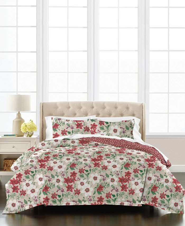Martha Stewart Collection Floral Percale 3Piece Full/Queen Comforter