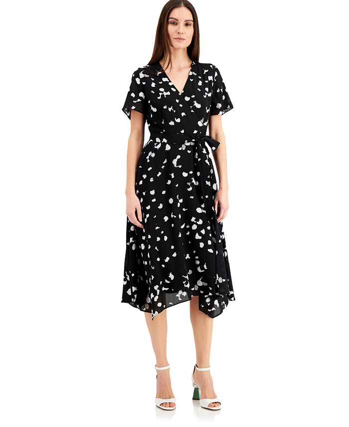 Alfani Dot-Print Midi Wrap Dress, Created for Macy's - Macy's