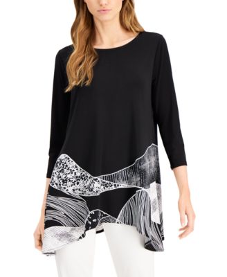 Alfani - Printed-Hem Swing Top