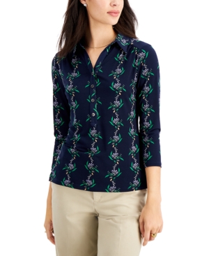 Charter Club Petite Floral-Print Polo Shirt Created for Macy's