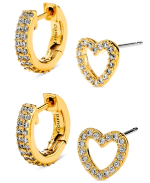 image of Eliot Danori 2-Pc. Set Pave Heart Stud & Huggie Hoop Earrings, Created for Macy-s