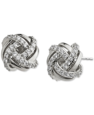 Eliot Danori Pave Knot Stud Earrings, Created For Macy's In Silver
