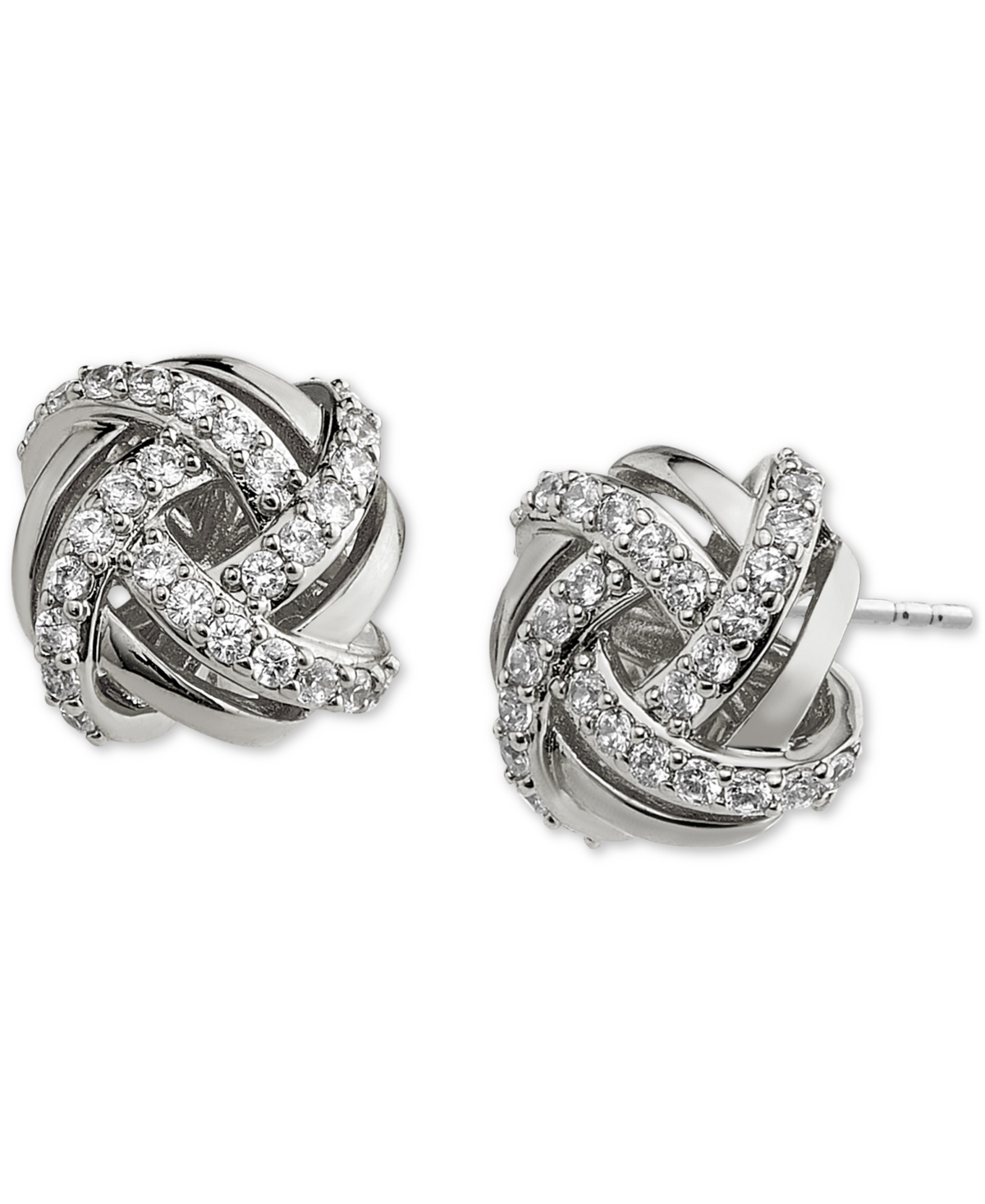Pave Knot Stud Earrings, Created for Macy's - Silver