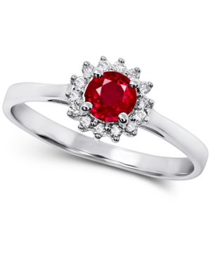 image of Certified Ruby (1/2 ct. t.w.) & Diamond (1/10 ct. t.w.) Ring in 14k White Gold