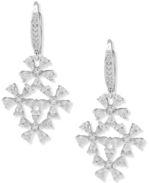 image of Anne Klein Silver-Tone Crystal Cluster Drop Earrings