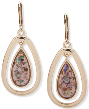 image of Anne Klein Gold-Tone Abalone Look Orbital Earrings