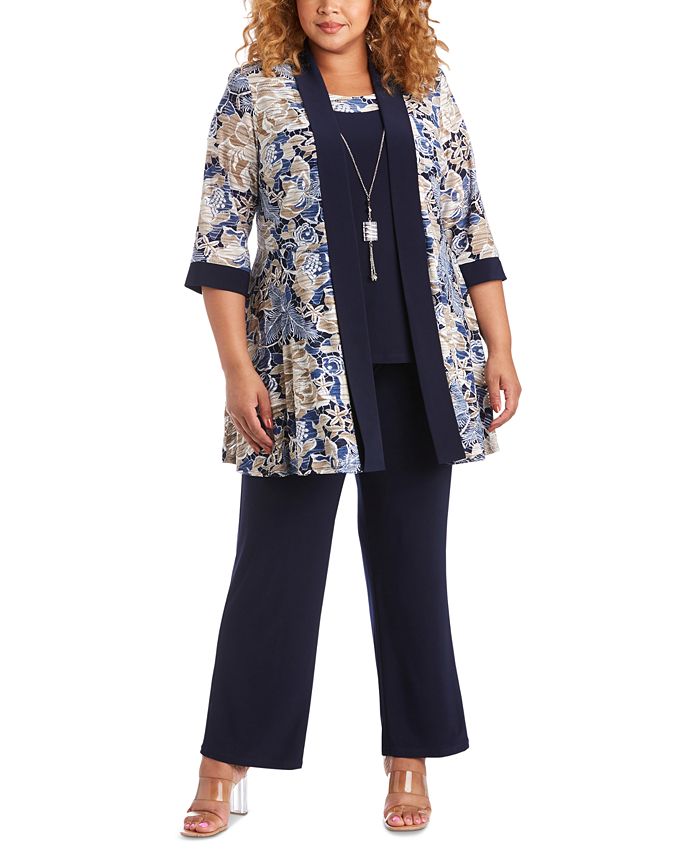 R & M Richards Plus Size 2-Pc. Layered-Look Jacket Top & Pants Set & Reviews - Dresses - Plus