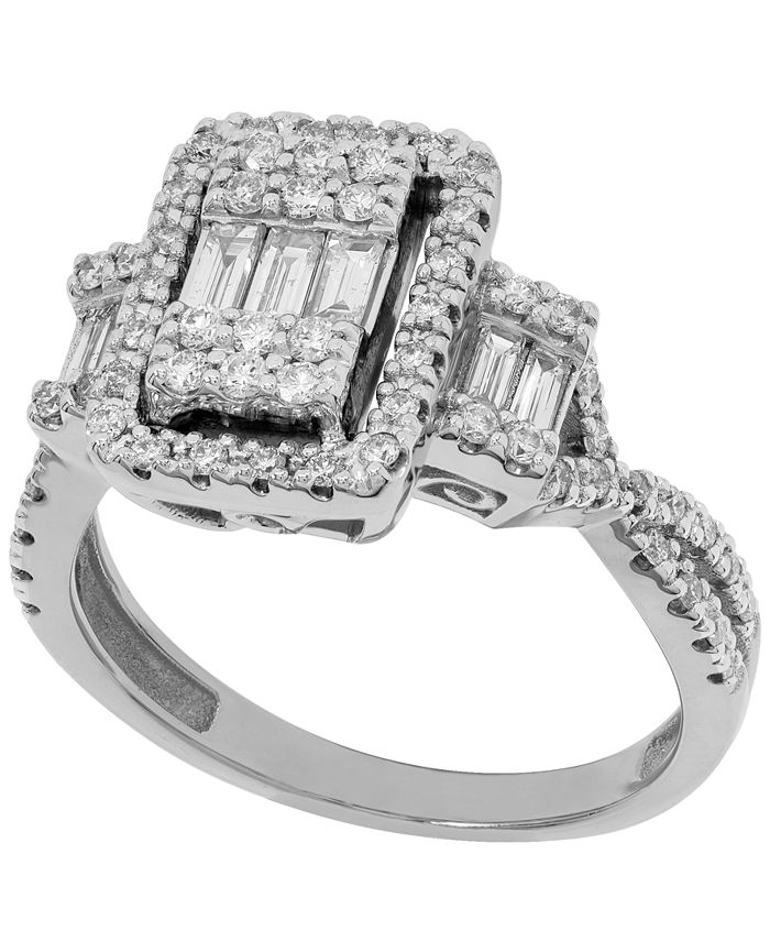 Macy's Baguette Diamond Engagement Ring (3/4 ct. t.w.) in 14K White ...