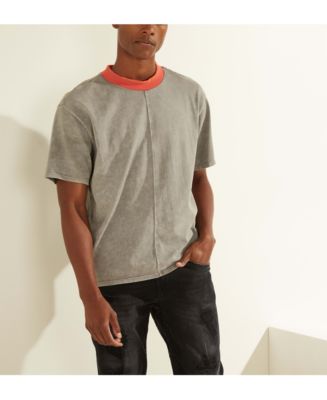 GUESS James Striped Neck Tee - Macy's