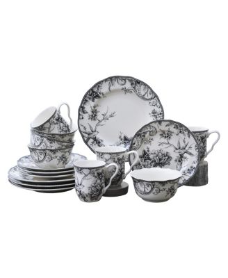 222 Fifth - Adelaide Black 16 Piece Dinnerware Set