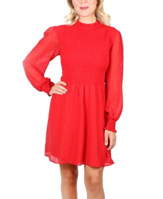 junior red dresses with sleeves