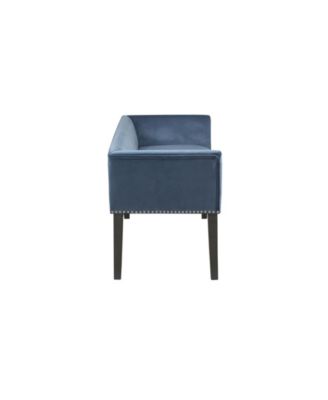 Welburn 49.5" Upholstered Bench with Back Wood Legs