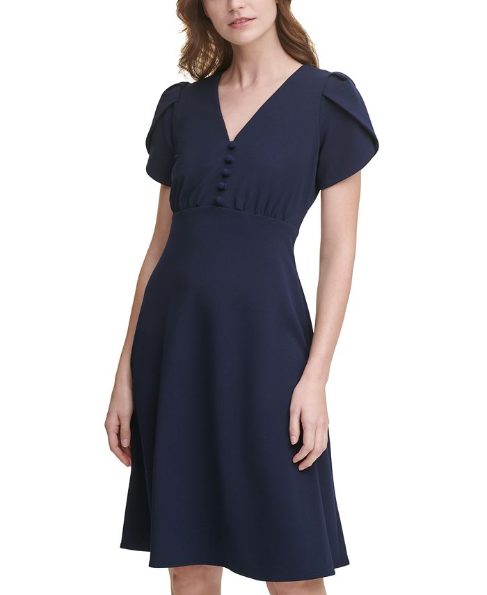Calvin Klein Tulip-Sleeve A-Line Dress & Reviews - Dresses - Women - Macy's