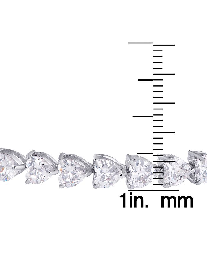 Macy's Cubic Zirconia Heart Link Bracelet in Silver Plate - Macy's