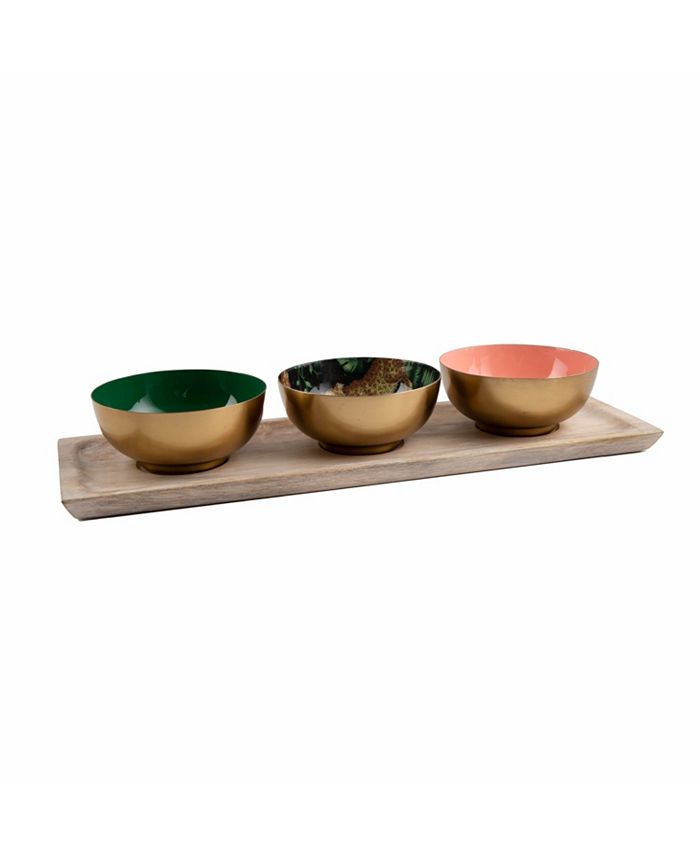 Thirstystone S/3 Condiment Bowls with Wood Tray Macy's
