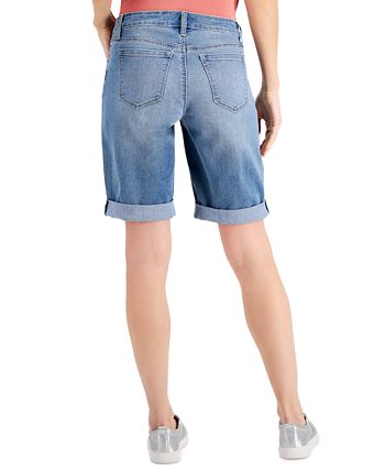 A MERE CO Womens Embellished Cuffed Shorts