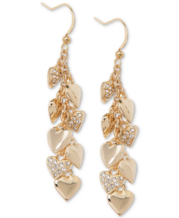 Charter Club GoldTone Pavé Shaky Heart Linear Drop Earrings, Created