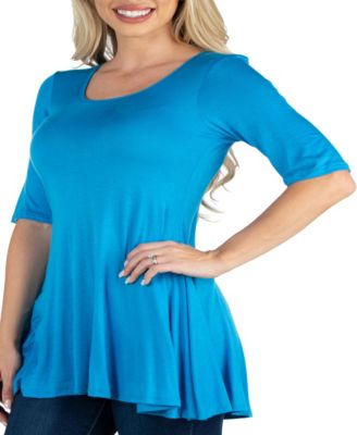 Elbow Sleeve Swing Tunic Top For Women