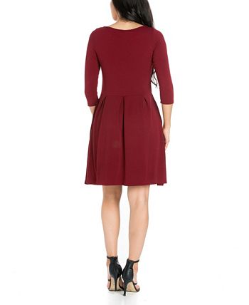24seven Comfort Apparel Women's Perfect Fit and Flare Pocket Dress ...