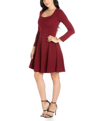 Women's Long Sleeve Knee Length Skater Dress