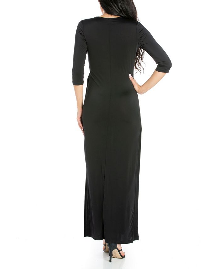 24seven Comfort Apparel Women's Fitted V-Neck Side Slit Maxi Dress - Macy's