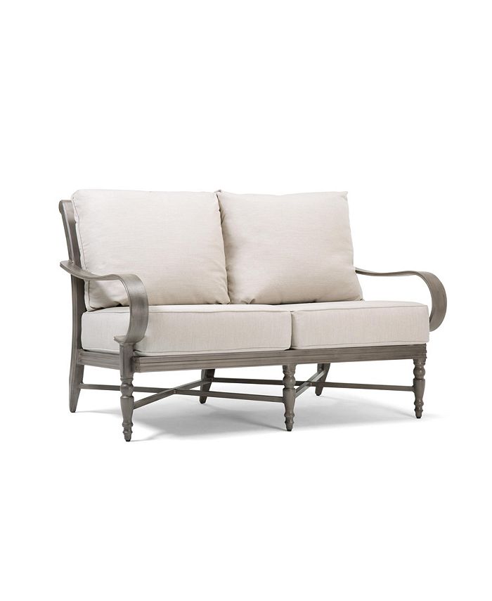 Furniture Winston Grayson Wicker Outdoor Loveseat with Outdura Remy