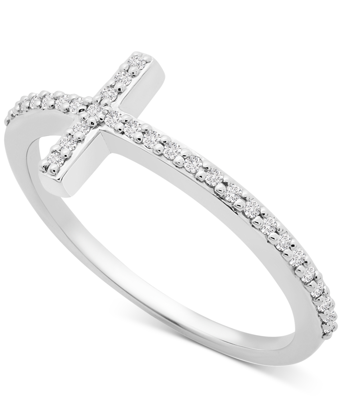 Diamond East-West Cross Ring (1/8 ct. t.w.) in 14k White or Yellow Gold, Created for Macy's - Yellow Gold