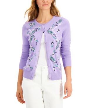 Charter Club Embroidered-Floral Cardigan Created for Macy's