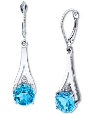 image of Blue Topaz (5-3/8 ct. t.w.) & Diamond (1/20 ct. t.w.) Drop Earrings in 14k White Gold