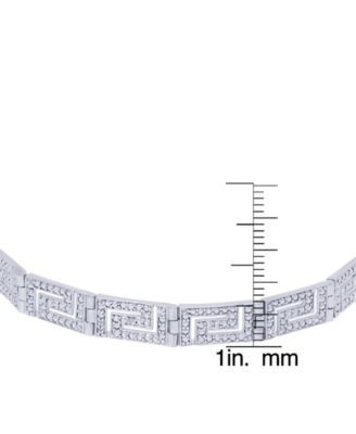 Diamond Accent Greek Key Adjustable Silver Plate Or Gold Plate Bracelet