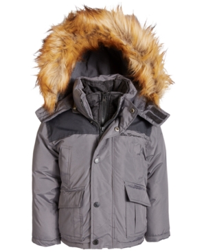 Ben Sherman Big Boys Hooded Parka with Faux-Fur Trim