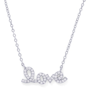 image of Cubic Zirconia -Love- Necklace in Fine Silver Plate