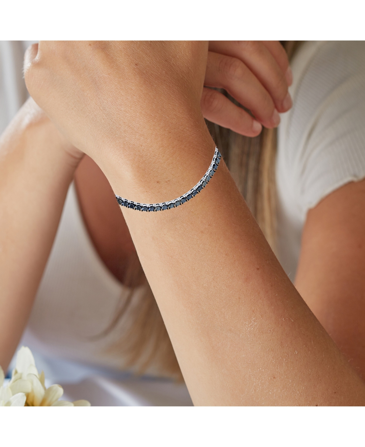 Spinel Tennis Adjustable Bolo Bracelet in Sterling Silver - Black