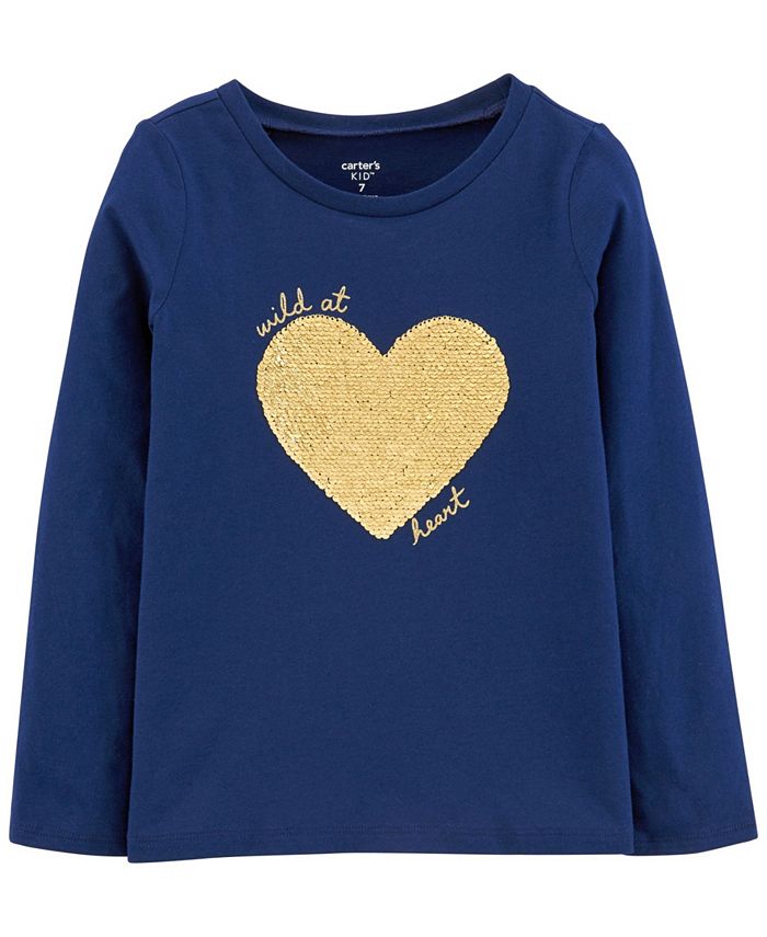 Carter s Little Girls Flip Sequin Heart Jersey Tee Macy s
