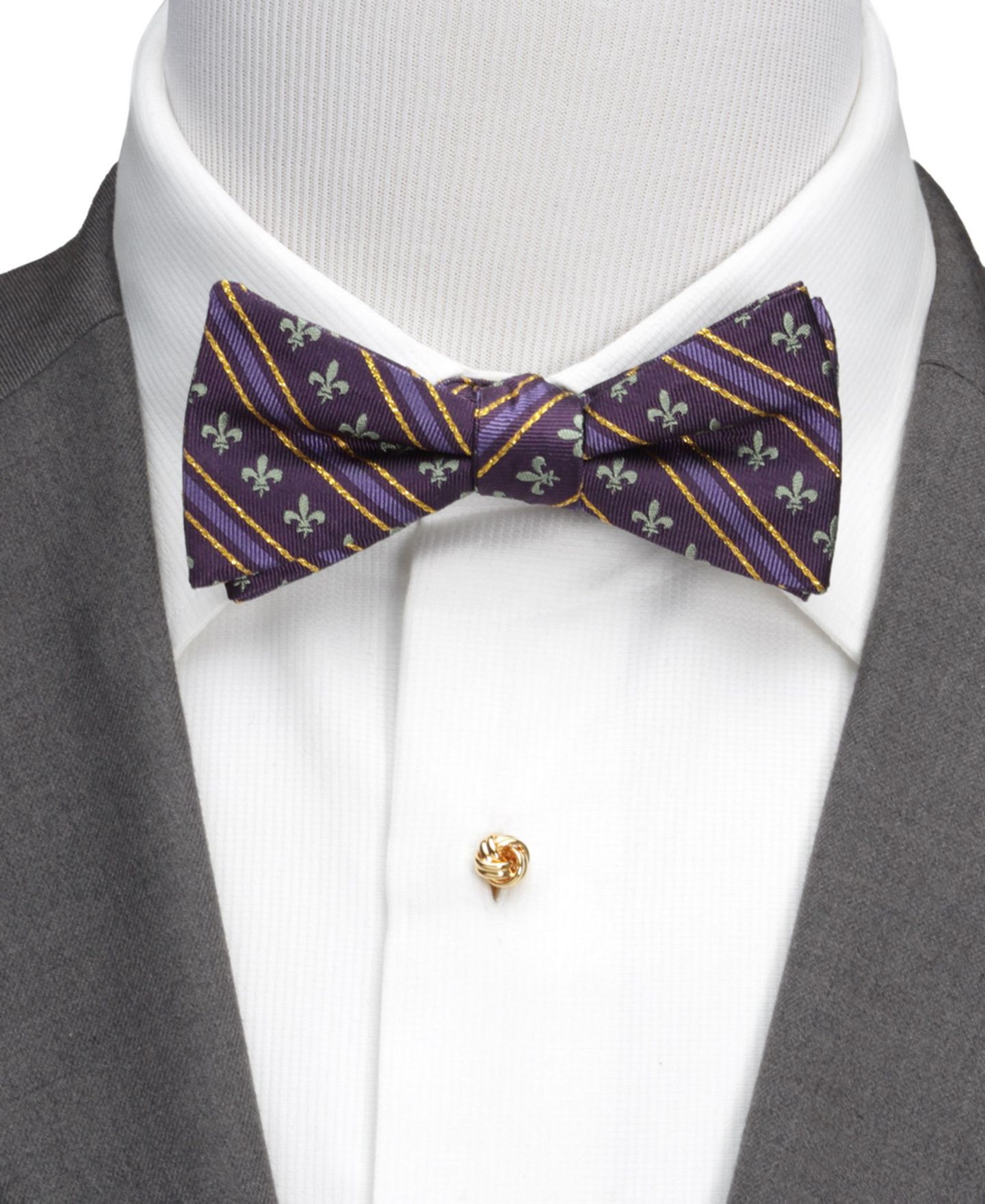 Мужские галстуки Cufflinks Inc. Mardi Gras Stripe Bow Tie, цвет: Фиолетовый — фото 4