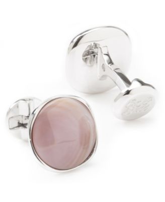 Men's Sterling Silver Classic Formal Mother of Pearl Cufflink