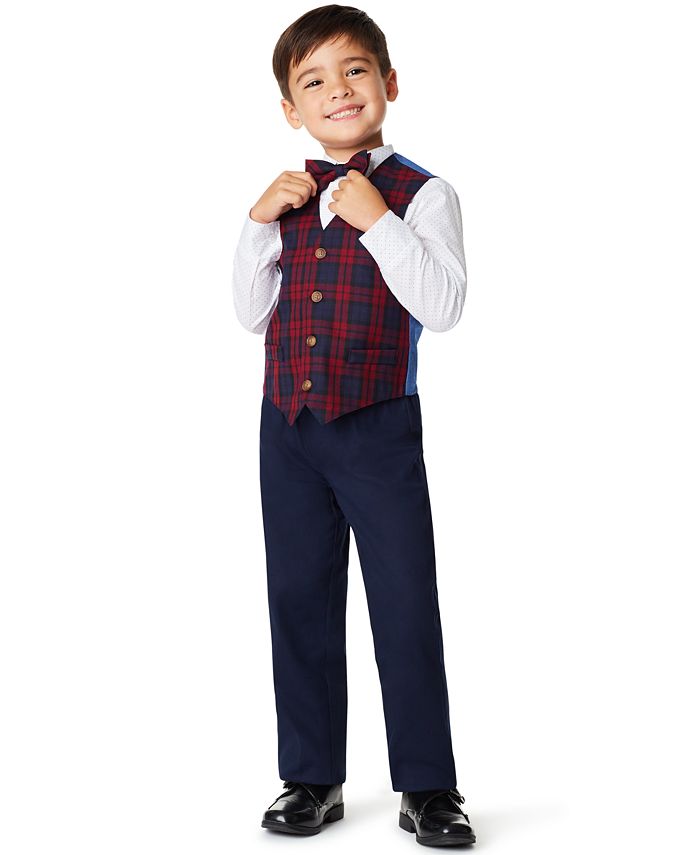 Nautica Little Boys Plaid 4 Piece Vest Set Macy's