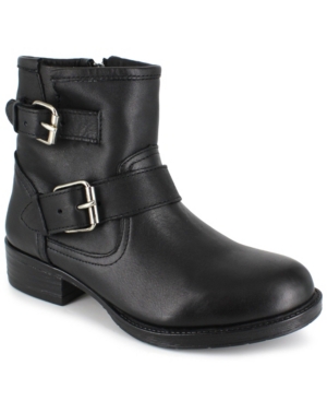 image of Women-s Elicia Moto Buckle Leather Booties Women-s Shoes