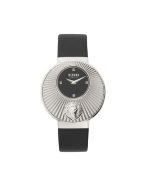 image of Versus by Versace Women-s Quartz Sempione Black Leather Strap Watch 38mm
