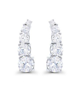 Cubic Zirconia 14K Rose Gold Graduated Curved Ear Climbers (Also in 14k Gold Over Silver or 14k Rose Gold Over Silver)