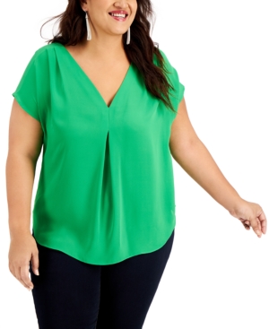 Inc International Concepts INC PLUS SIZE MIXED-MEDIA DOLMAN-SLEEVE TOP, CREATED FOR MACY'S