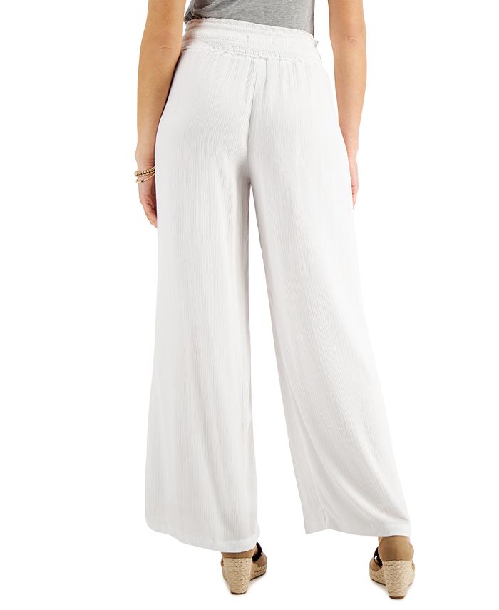 Style & Co Textured Tie-Waist Wide-Leg Pants, Created for Macy's - Macy's