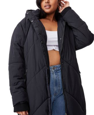 cotton on longline puffer jacket