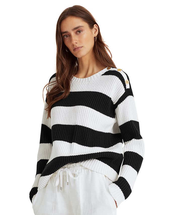 Lauren Ralph Lauren Petite Striped Sweater - Macy's