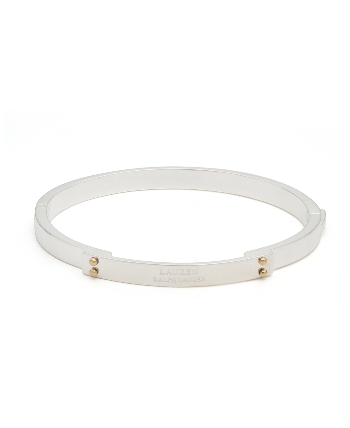 Lauren Ralph Lauren Sterling Silver Bangle And 18k Gold Over Sterling Silver Accent Logo Bangle Bracelet In Two Tone