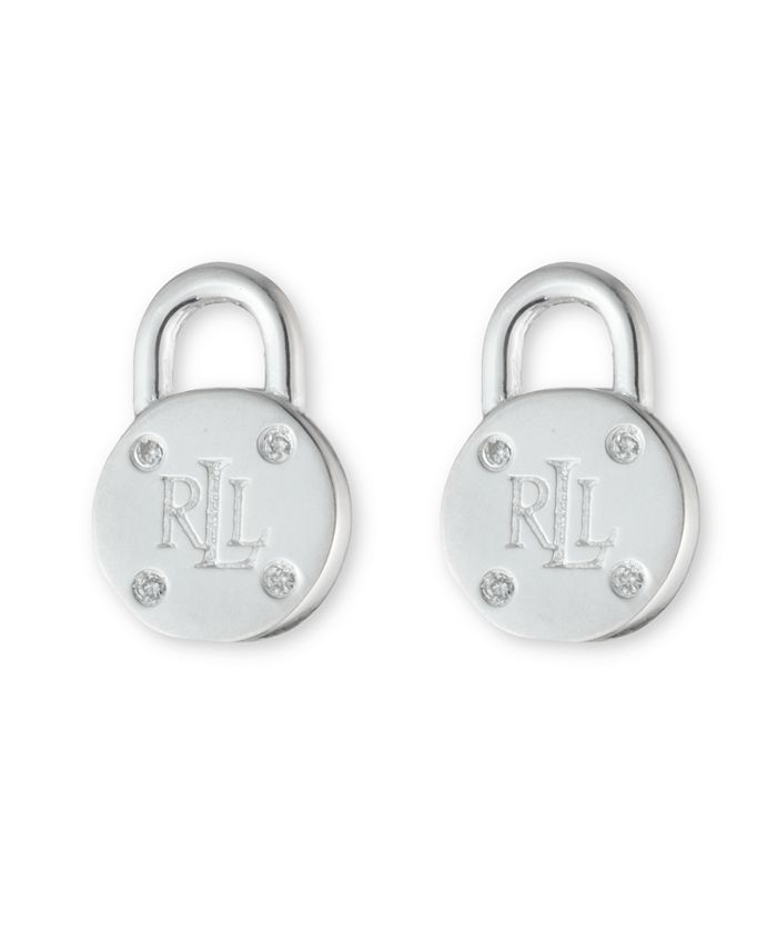 Ralph Lauren Sterling Silver and Diamond Padlock Stud Earring Macy's