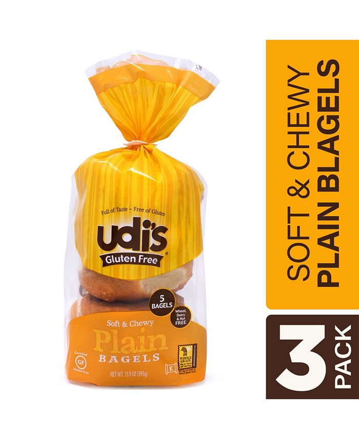 Udi's Gluten Free Plain Bagels, 13.9 oz, 3 Count Macy's