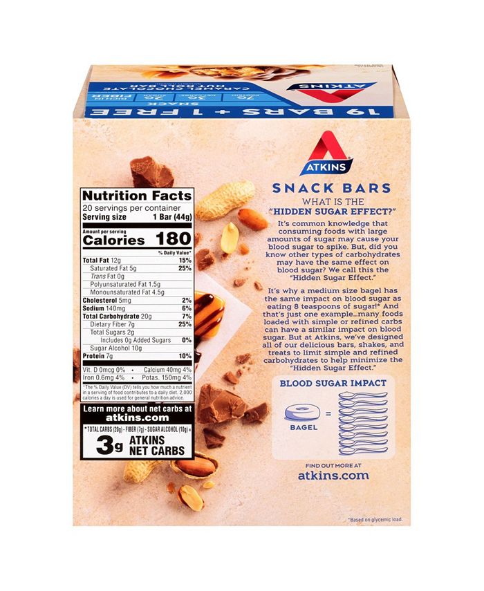 Atkins Caramel Chocolate Nut Roll Bar, 1.55 oz, 20 Count Macy's